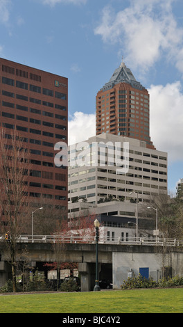 Portland skyline from Governor Tom McCall Waterfront Park, Portland, OR, USA 100304 34878 Stock Photo