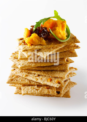 English Double Gloucester blue and biscuits stock photos Stock Photo