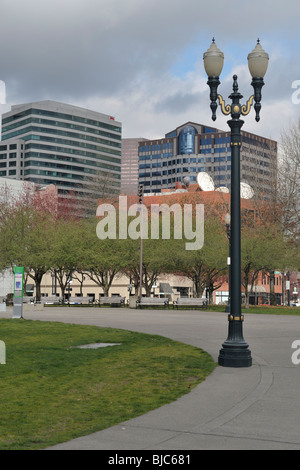 Portland skyline from Governor Tom McCall Waterfront Park, Portland, OR, USA  100304 34884 Stock Photo