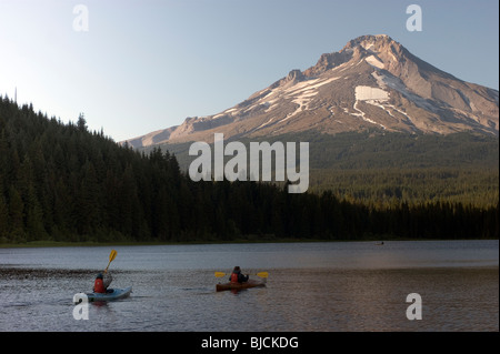 Trillium Lake Kayaks Mount Hood Oregon State USA United States North America Stock Photo