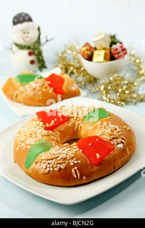 Ring-shaped cake. Eaten on January 6th. Recipe available. Stock Photo