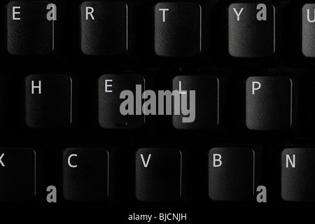 Computer keyboard with the word HELP spelled out on keys Stock Photo