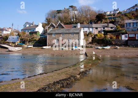 Tidal Walkway across Noss Mayo, Devon England UK Stock Photo