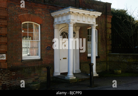 Covered portico entrance to South Lodge a building within the precincts of St Mary's church Chesham Buckinghamshire UK Stock Photo