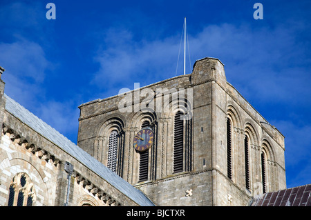 Tower with Clock, Winchester Cathedral, Hampshire, England, UK, GB. Stock Photo