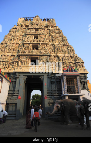 Temple kanchi kamakoti peetam sri kamakshi ambal ; district Kanchipuram ; state Tamilnadu ; India Stock Photo