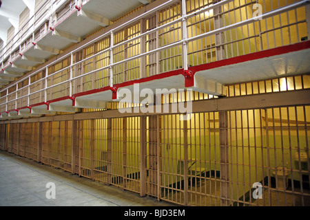 Prison cells in Alcatraz Island prison in San Francisco, California, America Stock Photo