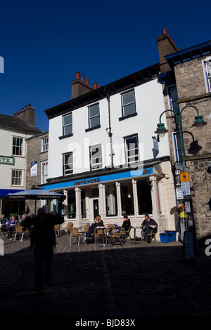 Kendal Market Square Cafes Stock Photo