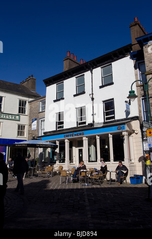 Kendal Market Square Cafes Stock Photo