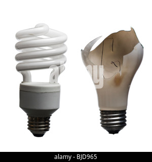 Old vs. new lightbulb technology. Stock Photo