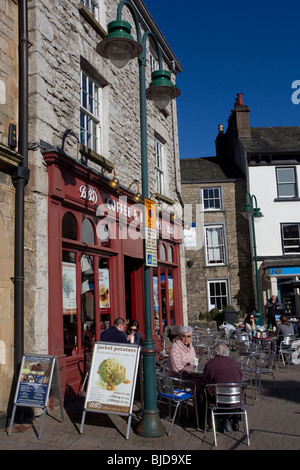 Kendal Market Square Cafes Stock Photo