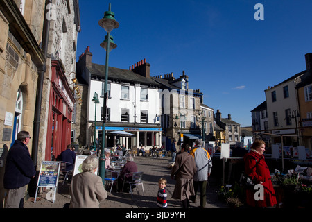 Kendal Market Square Cafes Stock Photo