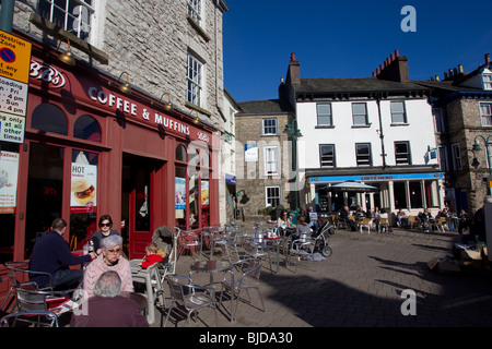 Kendal Market Square Cafes Stock Photo