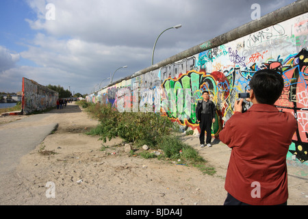 Parts of Berlin Wall with graffiti, Berlin, Germany Stock Photo