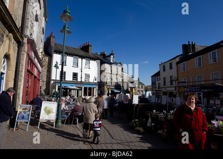 Kendal Market Square Cafes Stock Photo