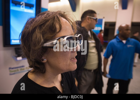 Consumers watch 3-D television in the Panasonic Touch the Future tour in New York Stock Photo
