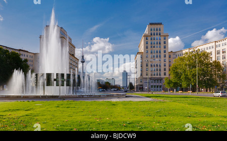 Fountain on Strausberger Platz Square, Berlin, Germany, Europe Stock Photo