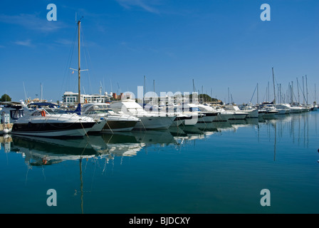 Partial view of Santa Eulalia marina, Santa Eulalia, Ibiza, Spain Stock Photo