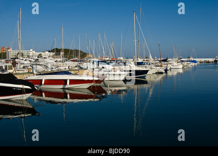 Partial view of Santa Eulalia marina, Santa Eulalia, Ibiza, Spain Stock Photo