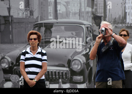 Checkpoint Charlie as tourist attraction, Berlin, Germany Stock Photo