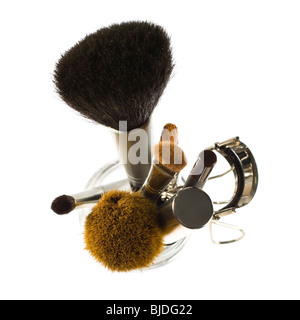 Assorted makeup brushes and cosmetics instruments. Stock Photo