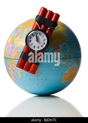 globe with dynamite attached Stock Photo