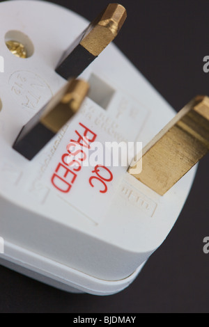 close up of a 3 pin electric plug UK design Stock Photo