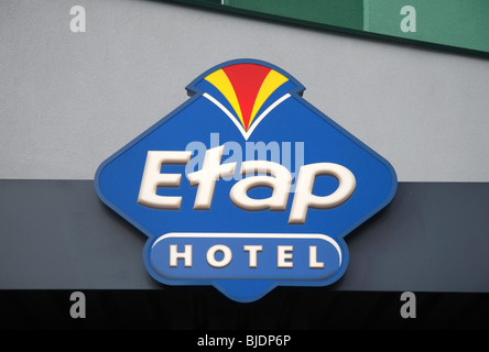 The Etap Hotels logo outside the Salford Quays Manchester Branch (now rebranded Ibis Budget). Stock Photo