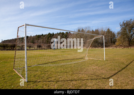 Nets and goalposts on an empty Sunday League Football pitch Stock Photo