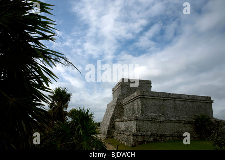 Ruins of El Castillo, or The Castle, the main temple of the ancient Mayan city of Tulum, Mexico's Yucatan Peninsula Stock Photo