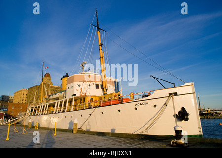 CSS Acadia is a retired hydrographic survey vessel on display at the Maritime Museum of the Atlantic in Halifax, Nova Scotia. Stock Photo