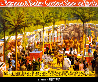 The Barnum & Bailey Greatest Show on Earth  - The realistic jungle menagerie Poster, circa 1897 Stock Photo