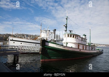 Steamship Virginia V and Tugboat Aurthur Foss docked at Lake Union Park, South Lake Union, Seattle, Washington