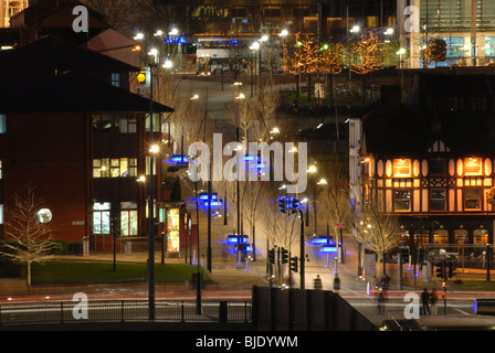 Looking up Howard street Sheffield from Hide park in the evening Stock Photo