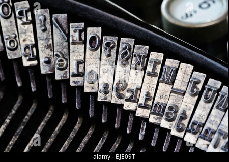Close-up detail of the typeface of an old German, pre-war typewriter. Stock Photo