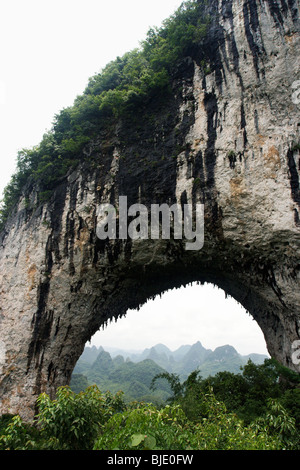 Moon Hill (a limestone formation) in Yangshuo (near Guilin), southern China. Stock Photo