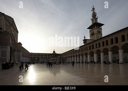 Damascus Syria the courtyard at dusk in the Great Umayyad mosque Stock Photo