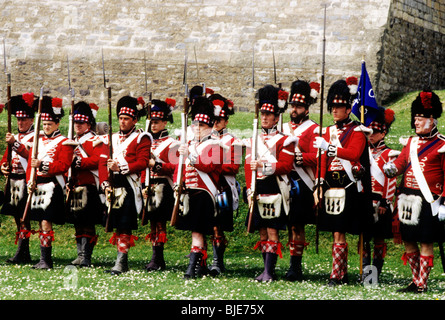 42nd Royal Highland Regiment, 1815 Scottish English British historical re-enactment Napoleonic period foot infantry soldier Stock Photo