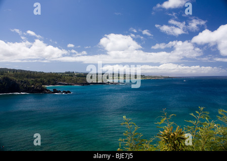 View of the West Maui Coast looking south from Honolua Bay to Kapalua, Maui, Hawaii Stock Photo