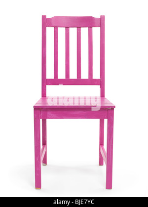 Purple wooden chair isolated on white background Stock Photo