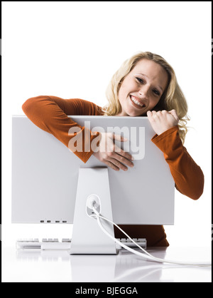 woman on a computer Stock Photo