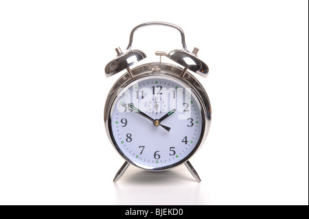 Alarm Clock Photographed in studio against a white background Stock Photo