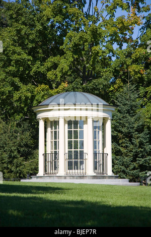 A gazebo in the Camden Harbor Park & Amphitheater in Camden, Maine Stock Photo