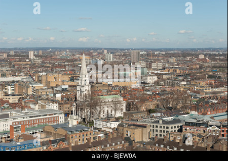 A view over Spitalfields and East London including the Christ Church Stock Photo