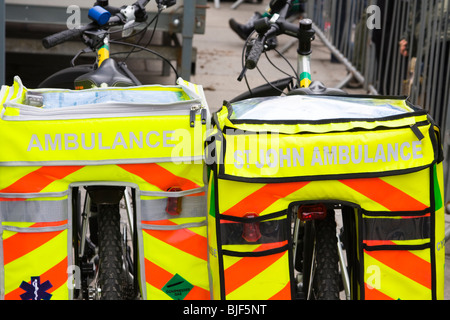 Two St John Ambulance bicycles Stock Photo