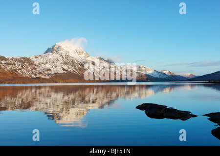 Slioch reflected in Loch Maree, Wester Ross, Highland, Scotland, UK. Stock Photo