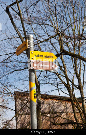 Hiking trail sign, Switzerland Stock Photo - Alamy