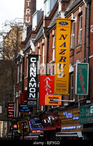 Curry houses on Brick Lane, London Stock Photo