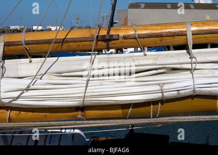 Detail of rigging on a tall ship in Williamstown, Melbourne, Victoria, Australia. Stock Photo