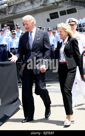 JOE BIDEN DR. JILL BIDEN VICE PRESIDENT BIDEN SPEECH TO USS RONALD REAGAN SAILORS NAVAL AIR STATION NORTH ISLAND SAN DIEGO CA Stock Photo